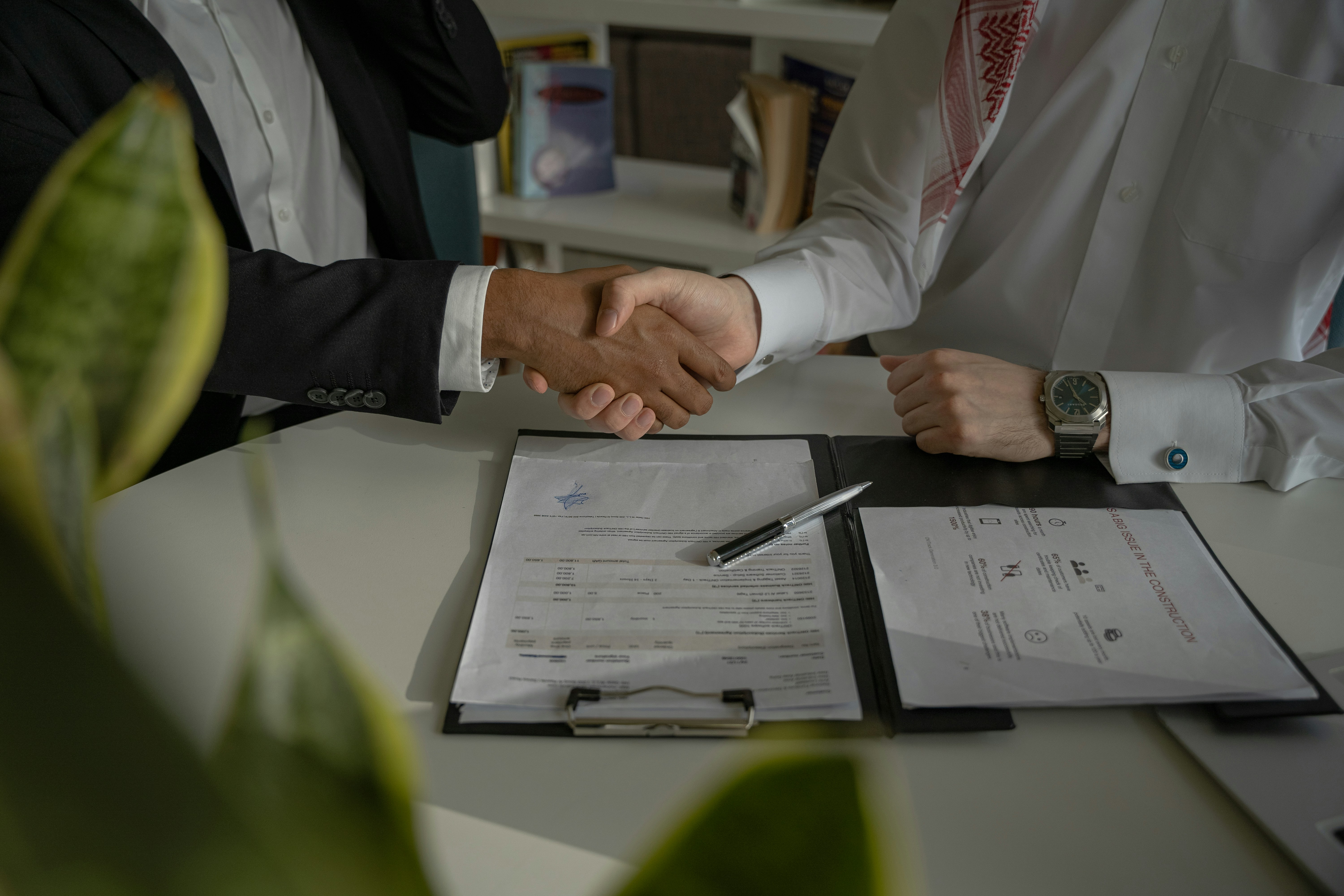 Trade partnership meeting and handshake